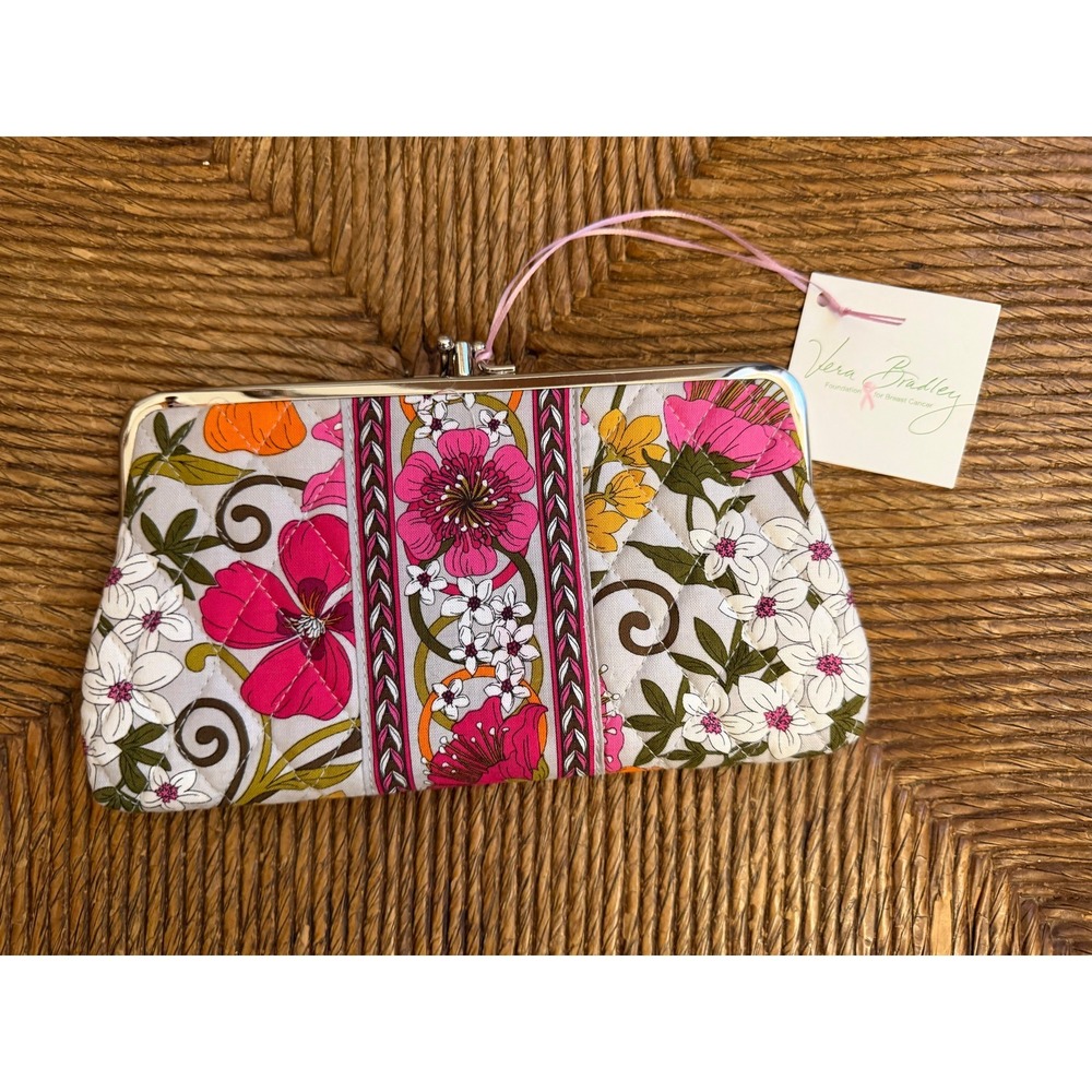 26 Vera Bradley Clutch with Kiss Lock NWT Retired Tea Garden Floral Pattern